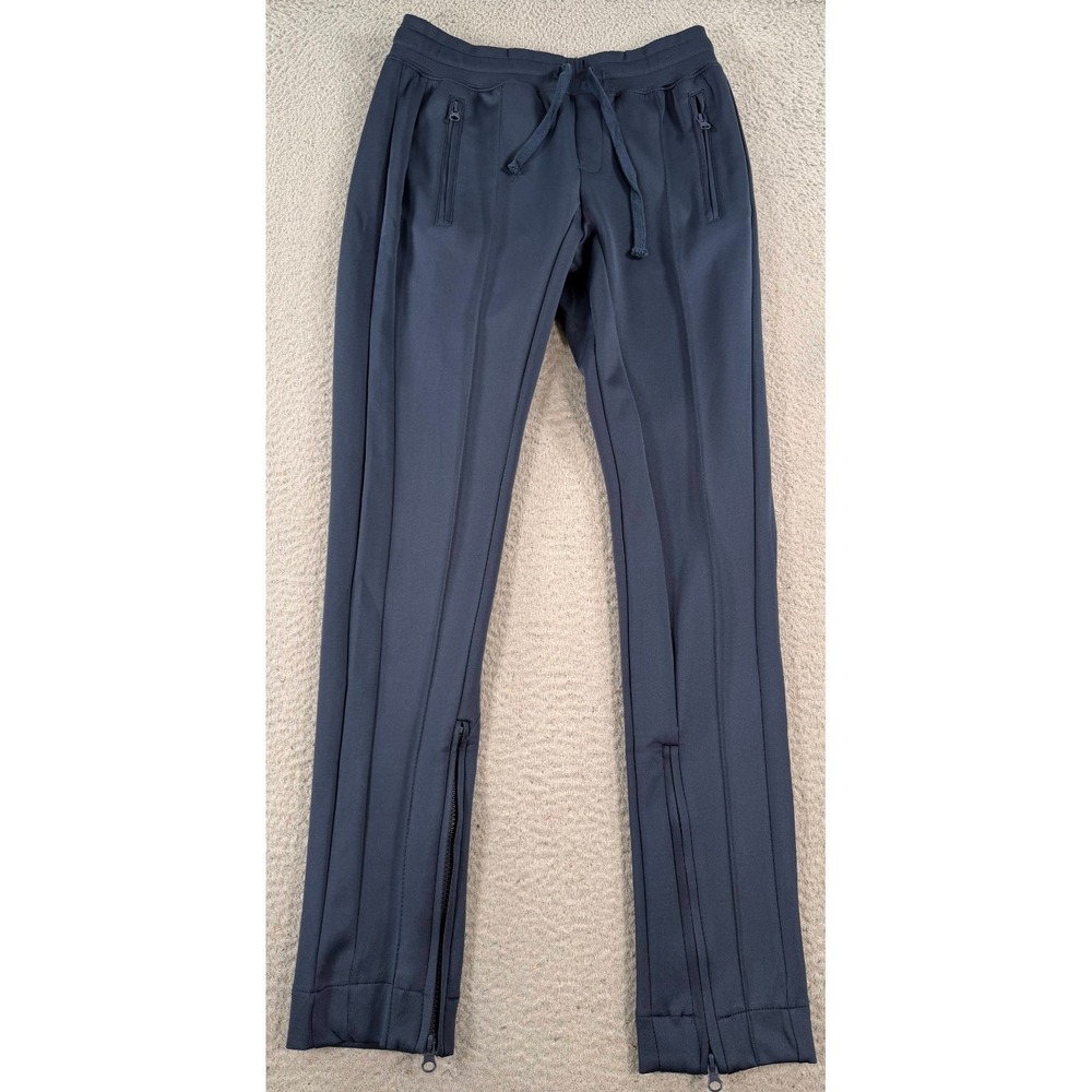The Set Pants Men Small Navy Blue Track Pant Pintuck Zip Ankle Pocket Drawstring